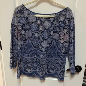 Anthropologie Floral Blue Women's Top